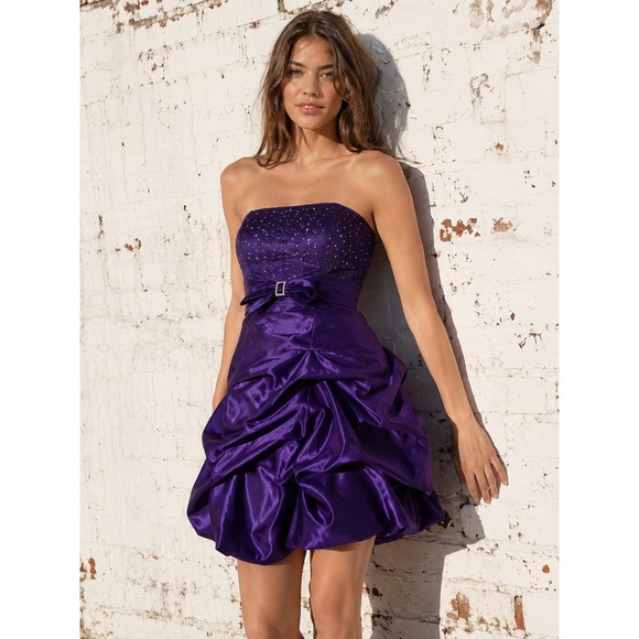 Jessica McClintock Dresses & Skirts - Vintage Jessica McClintock Purple Satin Bubble Dress Gunne Sax Sequin Size‎ 1